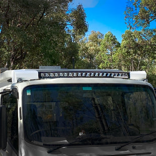 Isuzu NPS, NPR, NQR, NNR - Aluminium Roof Light Bar Mount Includes Curved 50.8" STEDI ST2K Super Drive 20 LED Light Bar