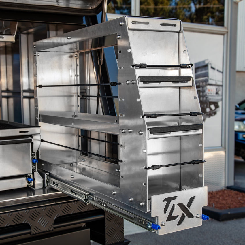 TL Spares | Aluminium Canopy Pantry Drawer – Slide Out Pantry - TL Spares