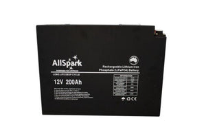 Allspark Slimline 200ah Lithium Battery. 200/500A. - SLIMLINE Aluminium Case with Front Terminals - LiFePO4 - TL Spares