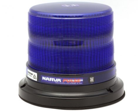 Narva Pulse High Output Blue LED Strobe / Rotator - 85246B  Flange Base 12/24V - 2 Selectable Flash Patterns - Clearance