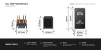 TALL TYPE PUSH SWITCHES TO SUIT TOYOTA - LED LIGHT BAR - TL Spares
