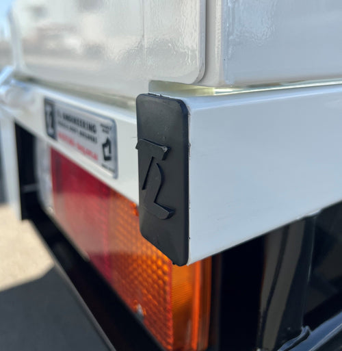 TL Branded End Cap for Rear Ute Truck Plastic Matte Black Rectangle - TL Spares